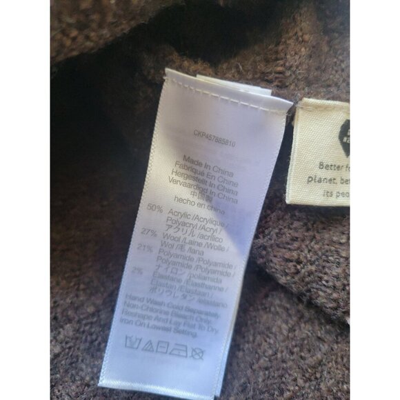 Madewell Chocolate Brown Ribbed Long Sleeve Wool Blend Sweater Size XS Modern - Picture 10 of 10